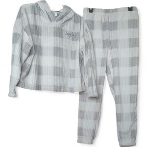 Gray & White Striped Joyspun "Lazy Day" Lounge Wear Sz Small - XS Warm & Comfy